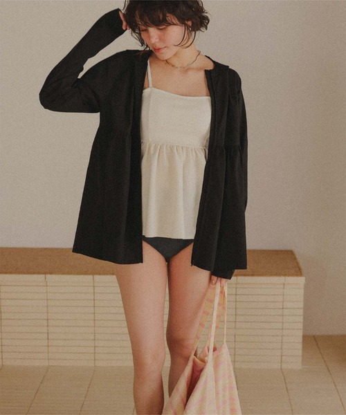 ペプラムギャザーデザインビスチェビキニ/水着