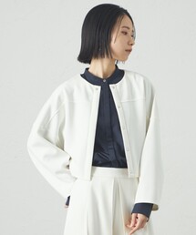 CAST:（キャストコロン）の「【接触冷感/UV効果/セットアップ対応】ショートフォルムジャケット（Tシャツ/カットソー）」