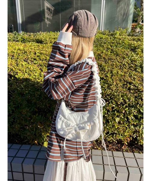 WC（ダブル シー）の「【2025★春夏新作】マルチボーダービッグポロ（ポロシャツ・レディース・グリーン/ブラウン/グレー・FREE）」の17枚目の写真