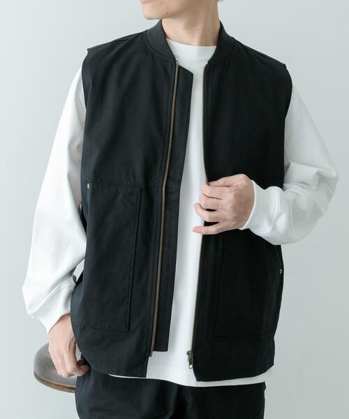 ITEMS URBANRESEARCH（アイテムズ アーバンリサーチ）の「ジップアップ コットンワークベスト（ベスト・メンズ・ブラウン/ブルー系その他/ブラック・LARGE/MEDIUM）」の2枚目の写真