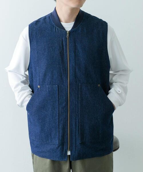 ITEMS URBANRESEARCH（アイテムズ アーバンリサーチ）の「ジップアップ コットンワークベスト（ベスト・メンズ・ブラウン/ブルー系その他/ブラック・LARGE/MEDIUM）」の9枚目の写真