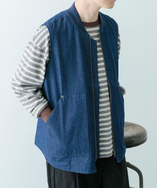 ITEMS URBANRESEARCH（アイテムズ アーバンリサーチ）の「ジップアップ コットンワークベスト（ベスト・メンズ・ブラウン/ブルー系その他/ブラック・LARGE/MEDIUM）」の14枚目の写真