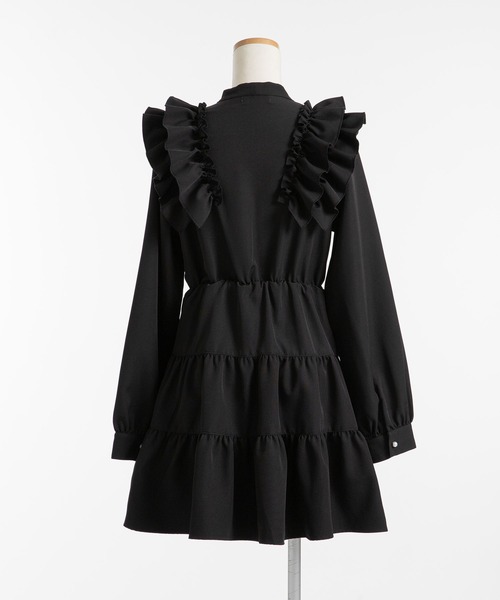 DearMyLoveRose(ディアマイラブローズ)の「ダブルフリルボウタイリボンワンピース(ワンピース・レディース・ブラック/スモークピンク/ホワイト/ラベンダー・3L/LL/LARGE/MEDIUM/SMALL)」の6枚目の写真