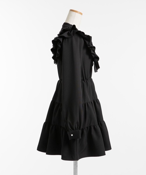 DearMyLoveRose(ディアマイラブローズ)の「ダブルフリルボウタイリボンワンピース(ワンピース・レディース・ブラック/スモークピンク/ホワイト/ラベンダー・3L/LL/LARGE/MEDIUM/SMALL)」の7枚目の写真