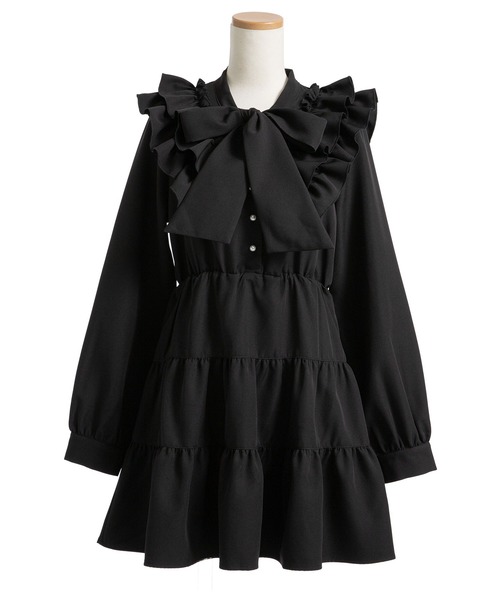 DearMyLoveRose(ディアマイラブローズ)の「ダブルフリルボウタイリボンワンピース(ワンピース・レディース・ブラック/スモークピンク/ホワイト/ラベンダー・3L/LL/LARGE/MEDIUM/SMALL)」の15枚目の写真