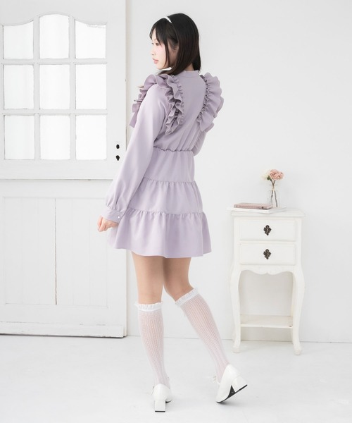 DearMyLoveRose(ディアマイラブローズ)の「ダブルフリルボウタイリボンワンピース(ワンピース・レディース・ブラック/スモークピンク/ホワイト/ラベンダー・3L/LL/LARGE/MEDIUM/SMALL)」の16枚目の写真