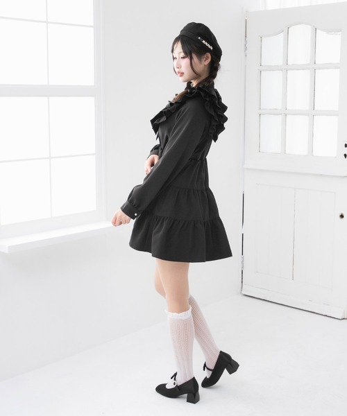 DearMyLoveRose(ディアマイラブローズ)の「ダブルフリルボウタイリボンワンピース(ワンピース・レディース・ブラック/スモークピンク/ホワイト/ラベンダー・3L/LL/LARGE/MEDIUM/SMALL)」の18枚目の写真