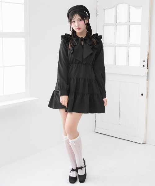 DearMyLoveRose(ディアマイラブローズ)の「ダブルフリルボウタイリボンワンピース(ワンピース・レディース・ブラック/スモークピンク/ホワイト/ラベンダー・3L/LL/LARGE/MEDIUM/SMALL)」の21枚目の写真