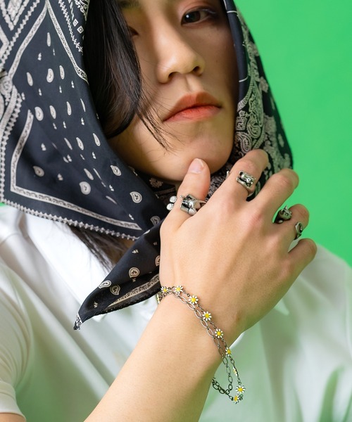 特別祈願済み☆オリジナルブレスレット an meets zakka フラワーメタル2コンビチェーンフラワー