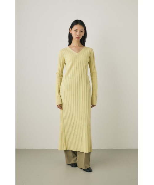 M_(エムアンダーバー)の「【M_】BUTTON UP KNIT ドレス(ワンピース・レディース・ライトグリーン/ブラック/カーキ・1/2)」の3枚目の写真