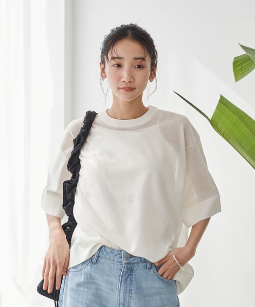 coen（コーエン）の「サラコシアーサマーニットビッグTシャツ（ニット/セーター・レディース・コバルトブルー/イエロー/オフホワイト/ブラック/ピンク・FREE）」の6枚目の写真