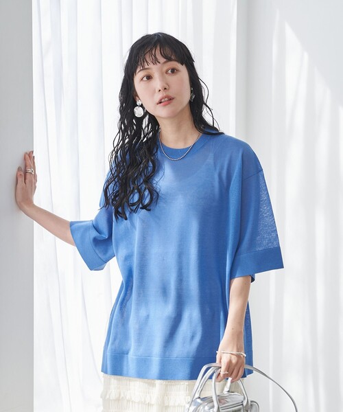 coen（コーエン）の「サラコシアーサマーニットビッグTシャツ（ニット/セーター・レディース・コバルトブルー/イエロー/オフホワイト/ブラック/ピンク・FREE）」の13枚目の写真