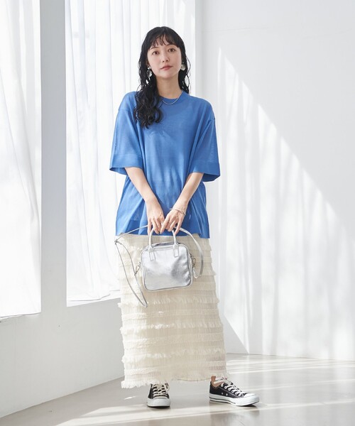 coen（コーエン）の「サラコシアーサマーニットビッグTシャツ（ニット/セーター・レディース・コバルトブルー/イエロー/オフホワイト/ブラック/ピンク・FREE）」の14枚目の写真