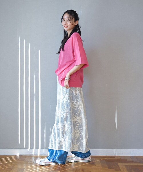 coen（コーエン）の「サラコシアーサマーニットビッグTシャツ（ニット/セーター・レディース・コバルトブルー/イエロー/オフホワイト/ブラック/ピンク・FREE）」の19枚目の写真