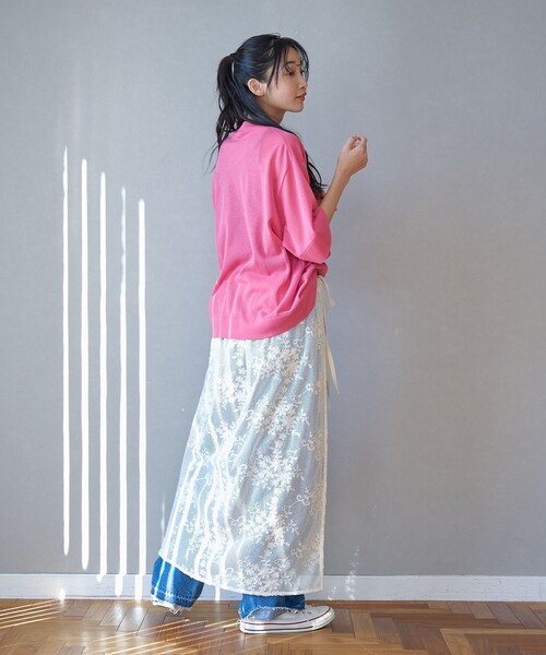 coen（コーエン）の「サラコシアーサマーニットビッグTシャツ（ニット/セーター・レディース・コバルトブルー/イエロー/オフホワイト/ブラック/ピンク・FREE）」の18枚目の写真