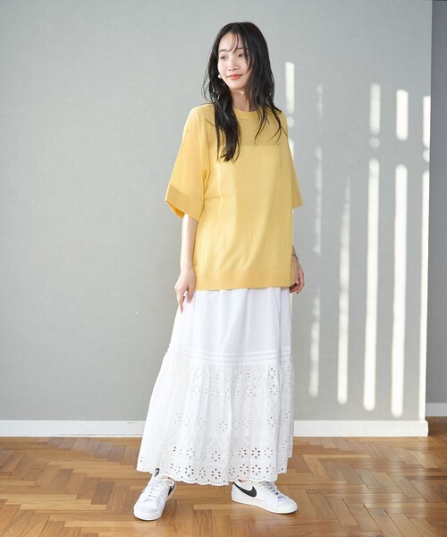 coen（コーエン）の「サラコシアーサマーニットビッグTシャツ（ニット/セーター・レディース・コバルトブルー/イエロー/オフホワイト/ブラック/ピンク・FREE）」の21枚目の写真