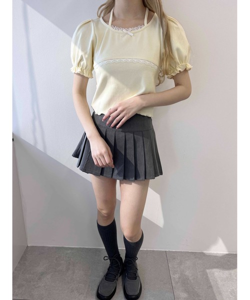 PHILLY(フィリー)の「【PHILLY】レースパイピングリブトップス(Tシャツ/カットソー・レディース・アイボリー/ブラック/ピンク・FREE)」の10枚目の写真