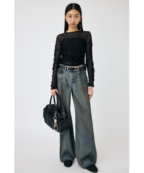 MOUSSY(マウジー)の「SHIRRING LACE トップス(Tシャツ/カットソー・レディース・オフホワイト/グレー/ブラック・FREE)」の5枚目の写真
