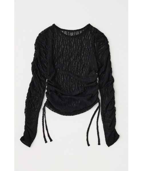 MOUSSY(マウジー)の「SHIRRING LACE トップス(Tシャツ/カットソー・レディース・オフホワイト/グレー/ブラック・FREE)」の11枚目の写真