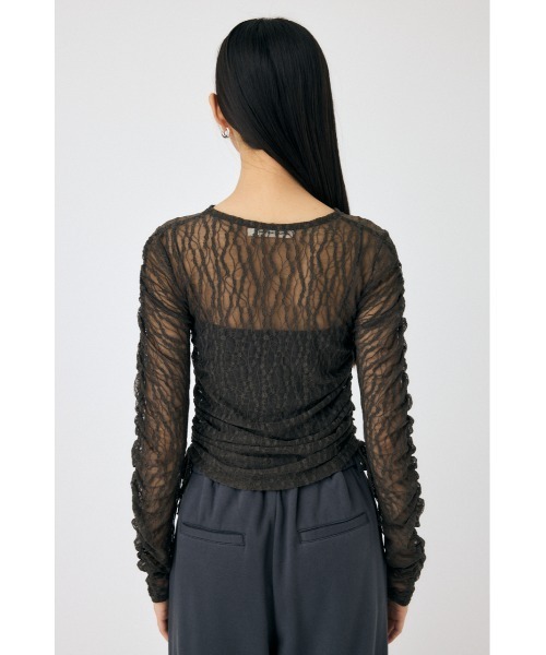 MOUSSY(マウジー)の「SHIRRING LACE トップス(Tシャツ/カットソー・レディース・オフホワイト/グレー/ブラック・FREE)」の19枚目の写真