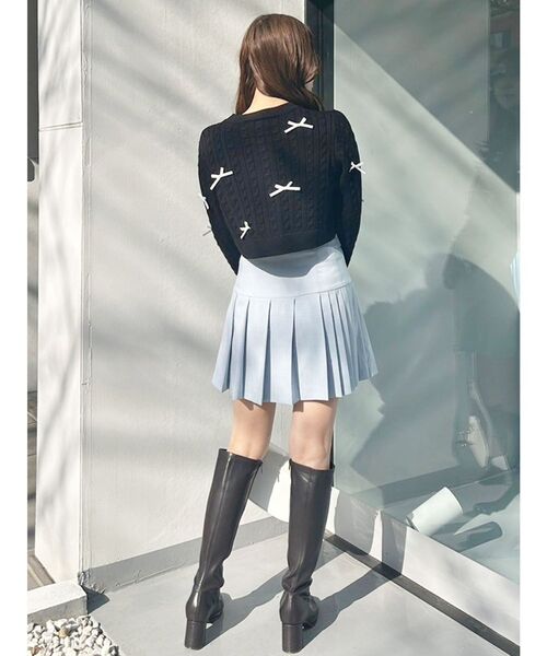 MERCURYDUO(マーキュリーデュオ)の「配色リボンニットカーデ(カーディガン/ボレロ・レディース・チャコールグレー/オフホワイト/ブラック・FREE)」の16枚目の写真