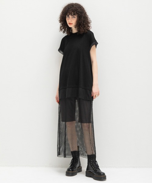 AULA AILA（アウラアイラ）の「メッシュコンビネーションチュニック（Tシャツ/カットソー・レディース・ホワイト/ブラック/レッド・0）」の9枚目の写真