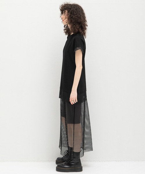 AULA AILA（アウラアイラ）の「メッシュコンビネーションチュニック（Tシャツ/カットソー・レディース・ホワイト/ブラック/レッド・0）」の11枚目の写真