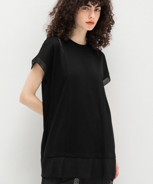 AULA AILA（アウラアイラ）の「メッシュコンビネーションチュニック（Tシャツ/カットソー・レディース・ホワイト/ブラック/レッド・0）」の5枚目の写真