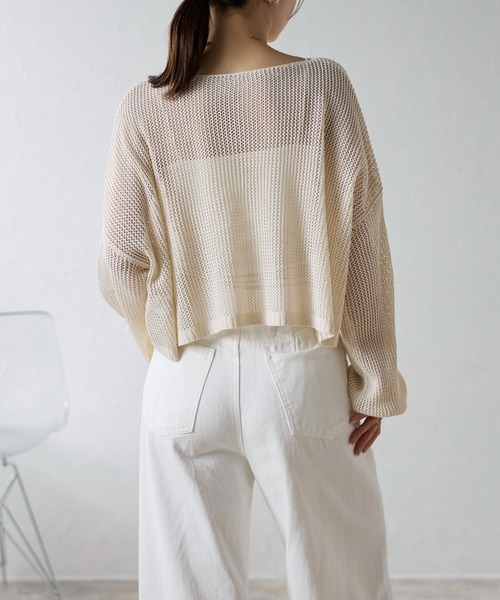 r.（アールドット）の「メッシュニット　ショートプルオーバー（ニット/セーター・レディース・ブラック/キナリ/ベージュ・FREE）」の7枚目の写真