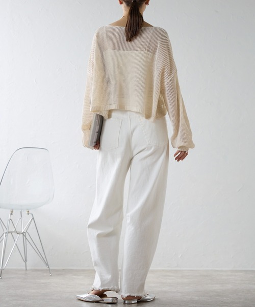 r.（アールドット）の「メッシュニット　ショートプルオーバー（ニット/セーター・レディース・ブラック/キナリ/ベージュ・FREE）」の12枚目の写真