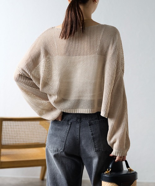 r.（アールドット）の「メッシュニット　ショートプルオーバー（ニット/セーター・レディース・ブラック/キナリ/ベージュ・FREE）」の18枚目の写真