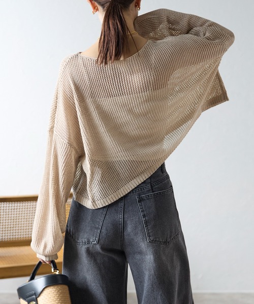 r.（アールドット）の「メッシュニット　ショートプルオーバー（ニット/セーター・レディース・ブラック/キナリ/ベージュ・FREE）」の19枚目の写真