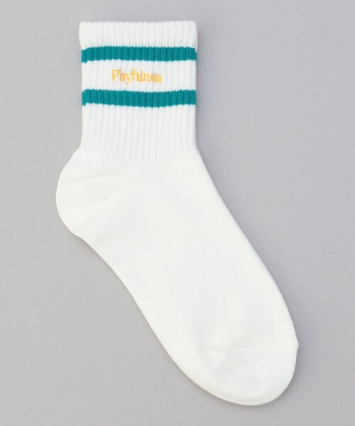 coen（コーエン）の「ライン×ロゴ刺繍 クルーソックス（ソックス/靴下・レディース・ネイビー/コバルトブルー/ケリーグリーン/ピンク・FREE）」の2枚目の写真