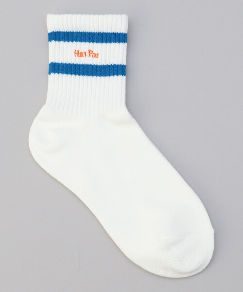 coen（コーエン）の「ライン×ロゴ刺繍 クルーソックス（ソックス/靴下・レディース・ネイビー/コバルトブルー/ケリーグリーン/ピンク・FREE）」の4枚目の写真