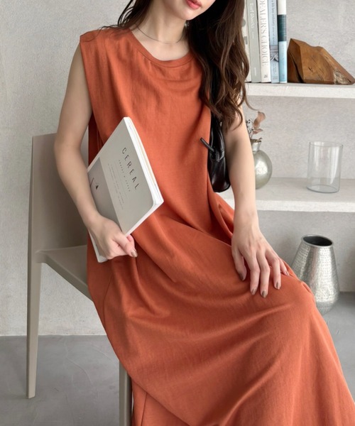 Eclat one(エクラワン)の「【Eclat one】接触冷感 タック フレンチスリーブ Aライン ワンピース(ワンピース・レディース・ブラック/グレイッシュベージュ/キャメル・FREE)」の12枚目の写真