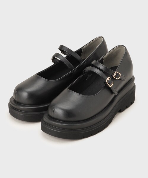 THE SHOP TK （ザ ショップ ティーケー ）の「ダブルストラップ厚底シューズ（パンプス・レディース・ブラック・35/45）」の3枚目の写真