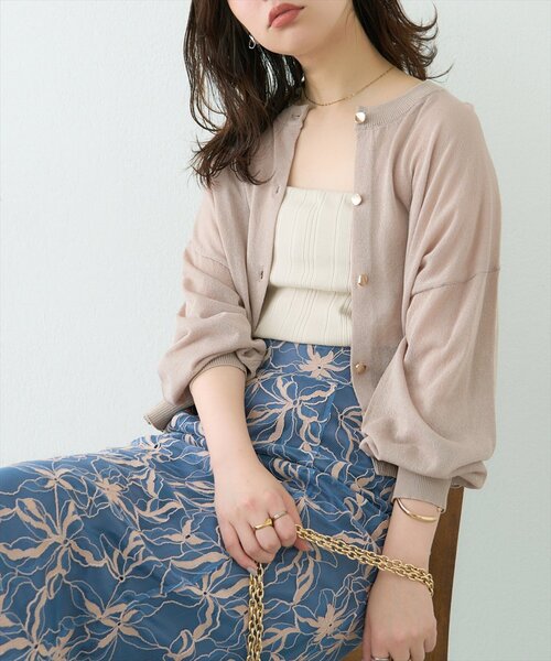 接触冷感金釦シアーカーデ（カーディガン/ボレロ）｜natural couture