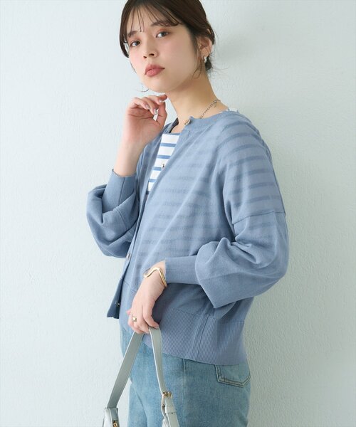 natural couture(ナチュラルクチュール)の「接触冷感金釦シアーカーデ(カーディガン/ボレロ・レディース・イエロー/レッド/ブラック/サックスブルー/グレイッシュベージュ/アイボリー・FREE)」の13枚目の写真