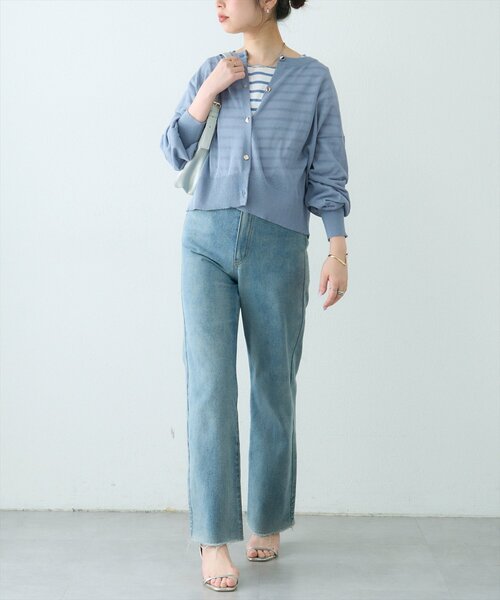 natural couture(ナチュラルクチュール)の「接触冷感金釦シアーカーデ(カーディガン/ボレロ・レディース・イエロー/レッド/ブラック/サックスブルー/グレイッシュベージュ/アイボリー・FREE)」の15枚目の写真