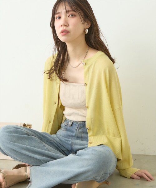 接触冷感金釦シアーカーデ（カーディガン/ボレロ）｜natural couture