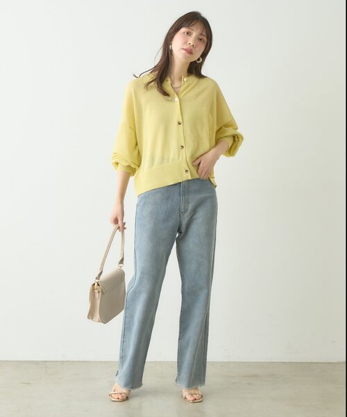 natural couture(ナチュラルクチュール)の「接触冷感金釦シアーカーデ(カーディガン/ボレロ・レディース・イエロー/レッド/ブラック/サックスブルー/グレイッシュベージュ/アイボリー・FREE)」の22枚目の写真