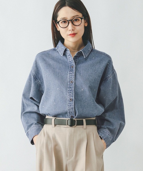 GLANSHIRT★新品4.5万円程度グランシャツ デニムワークシャツ 39cm GLANSHIRT（グランシャツ）ウォッシュドコットンデニム