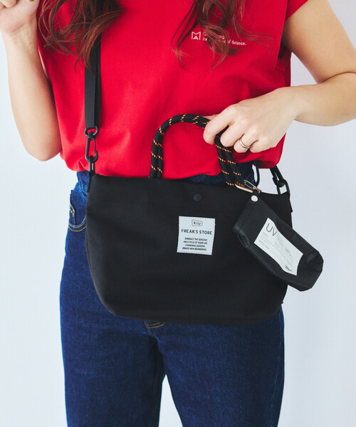 KiU(キウ)の「KiU×FREAK'S STORE/キウ×フリークスストア 別注 2WAY 600D TOTE MINI BAG ミニ トートバッグ(トートバッグ・メンズ・レオパード/ベージュ/ブラック・ONE SIZE)」の8枚目の写真