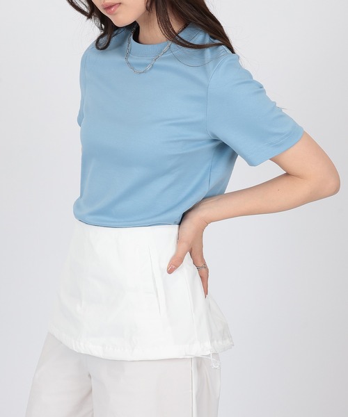 SUWDEE(スーディー)の「crew neck basic cotton t-shirt(Tシャツ/カットソー・レディース・ブルー/グレー・FREE)」の9枚目の写真