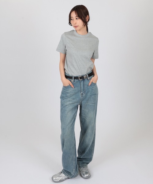 SUWDEE(スーディー)の「crew neck basic cotton t-shirt(Tシャツ/カットソー・レディース・ブルー/グレー・FREE)」の3枚目の写真