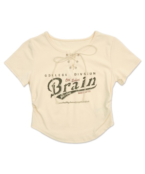 dispark（ディスパーク）の「DISPARK/フロントレースアップピチT（Tシャツ/カットソー・レディース・ブラック/アイボリー・FREE）」の6枚目の写真