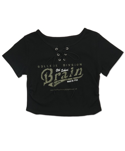 dispark（ディスパーク）の「DISPARK/フロントレースアップピチT（Tシャツ/カットソー・レディース・ブラック/アイボリー・FREE）」の7枚目の写真