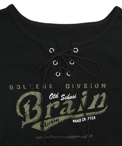 dispark（ディスパーク）の「DISPARK/フロントレースアップピチT（Tシャツ/カットソー・レディース・ブラック/アイボリー・FREE）」の9枚目の写真