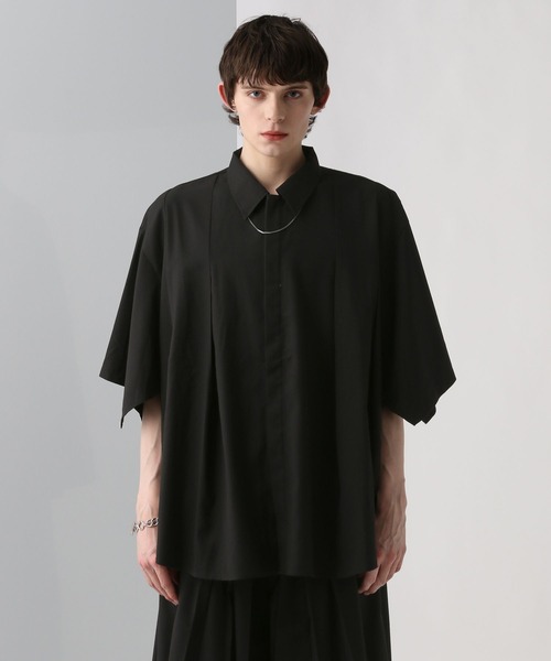 HARE（ハレ）の「【SET UP対応】YOSEポンチョプリーツシャツ(HARE)（シャツ/ブラウス・メンズ・グレー系その他/グレー/ブラック/レッド・FREE）」の2枚目の写真