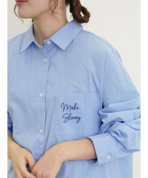 Samansa Mos2（サマンサ モスモス）の「ルーズシルエットシャツ（シャツ/ブラウス・レディース・ブラック/ブルー/オフホワイト/イエロー・F）」の3枚目の写真